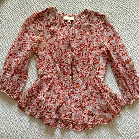Moulinette Soeurs Anthropologie Peplum Floral Blouse, Size 4 - Picture 3 of 10